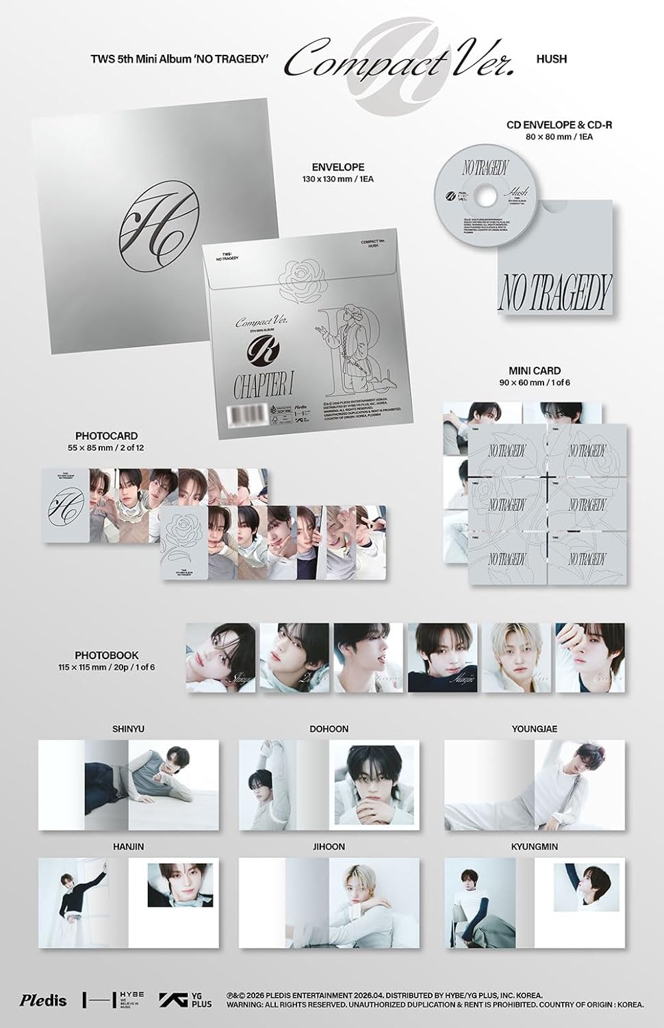 TWS NO TRAGEDY [2 Photobook + 3 Compact + 1 KiT + 1 Weverse All 7 Ver Set] 5th Mini Album