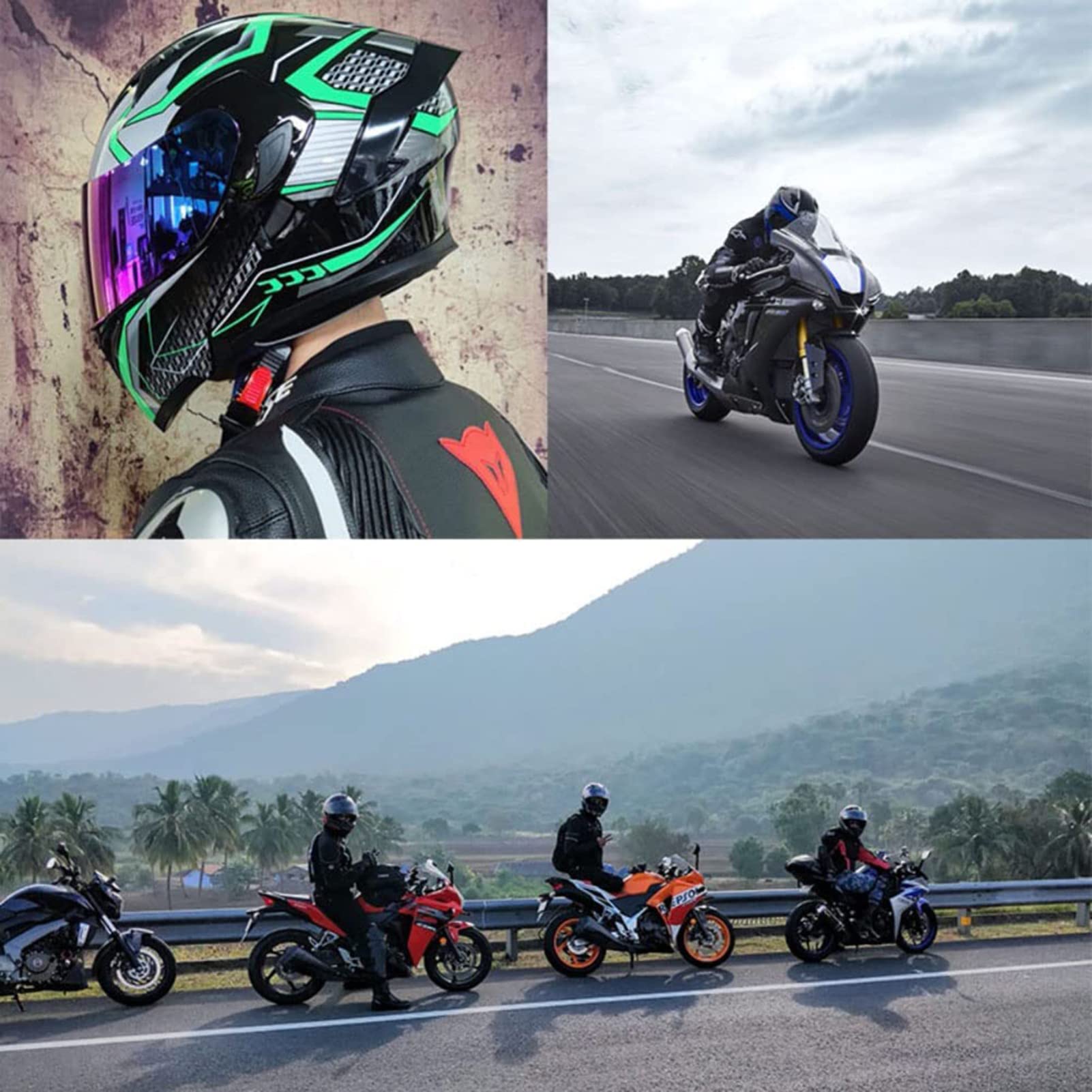 Casco Moto Modulare Bluetooth Integrato, Casco Moto Integrale Con Doppia Visiera Anteriore Ribaltabile Antiappannamento, Casco Da Corsa Certificato DOT/ECE Per Uomini Adulti, Donne E3,M=57-58CM