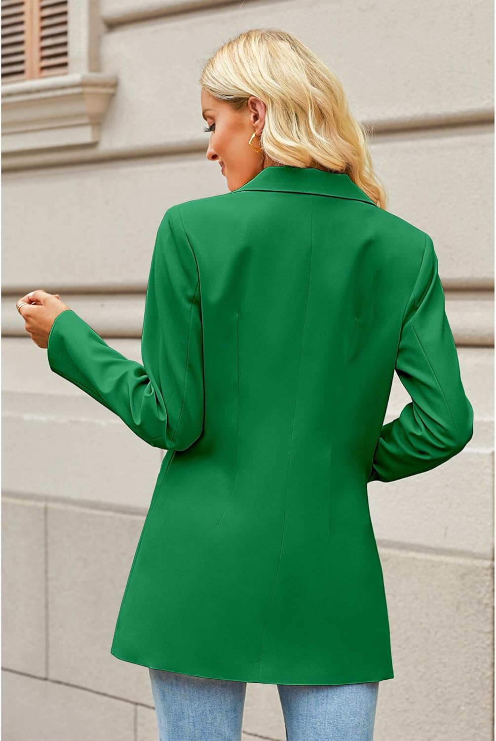 luvamia Blazers for Women Business Casual Long Blazer Jackets Dressy Work Professional Office Outfits Lapel Pockets - Image 4