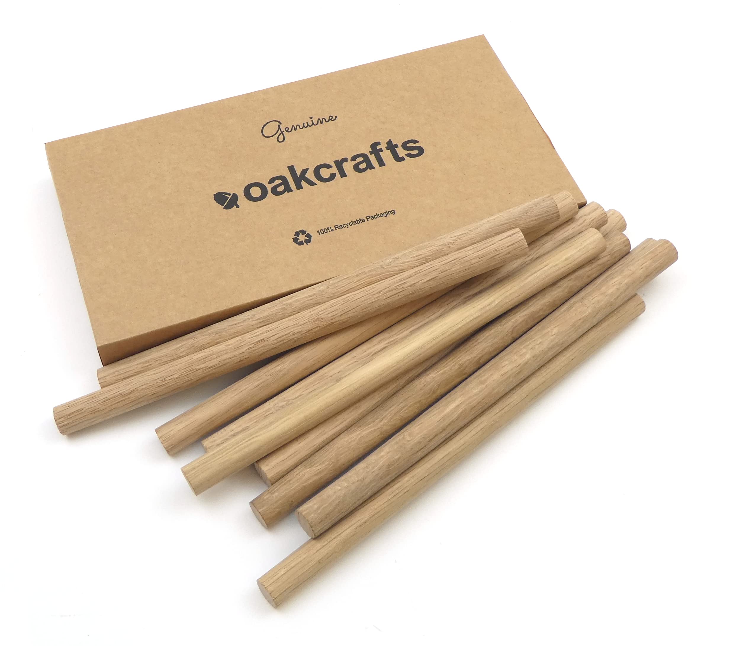 Premium Quality European Oak Dowel 200mm Long (12mm - Pack of 10)