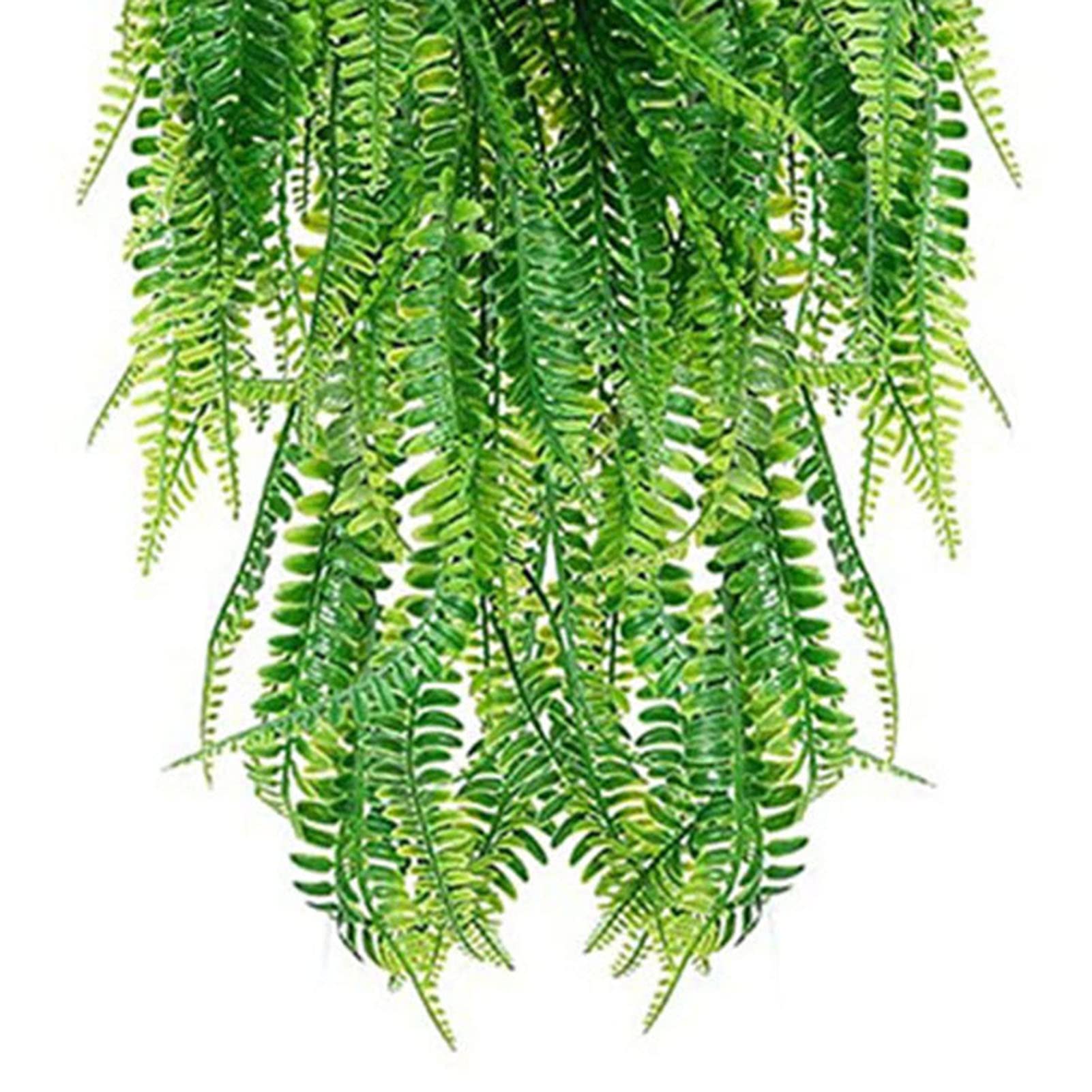 JUOPZKENN Lot de 2 fougères artificielles à suspendre, plantes de vigne imperméables, anti-UV, fausses plantes à suspendre en plastique pour terrasse, porche, jardin, cour, décoration intérieure et