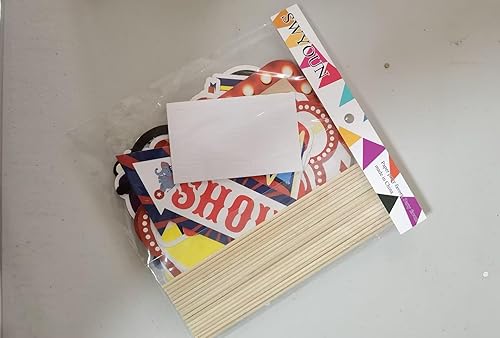 Miniatura 4 de SWYOUN 27 piezas de carnaval circo cabina de fotos accesorios de fiesta de cumpleaños decoraciones suministros de papel fiesta recuerdos de fiesta