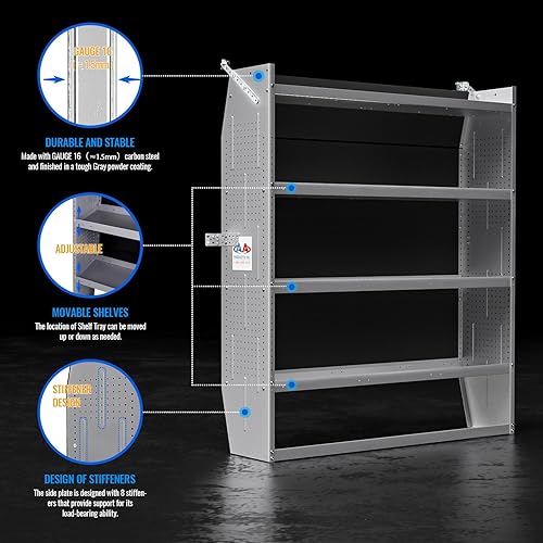 Miniatura 6 de AA Products SH-6005 - Sistema de almacenamiento de estanterías de techo medioalto para camionetas Transit, NV, Promaster y Sprinter, unidades de