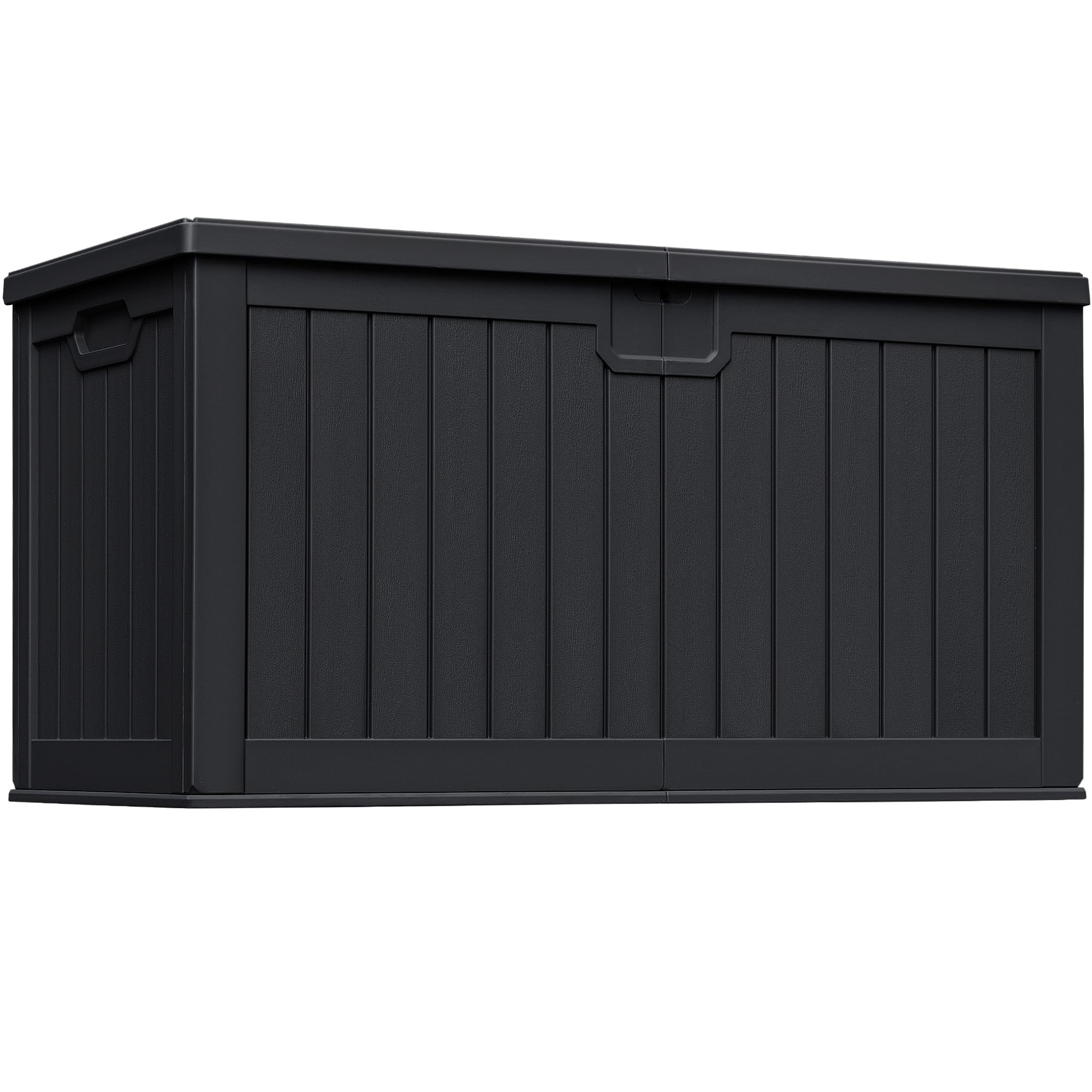 Greesum 230 Gallon HDPE Outdoor Storage Box with Removable Dividers, Weatherproof Oversized Deck Box for Patio, Garage, Garden, Black