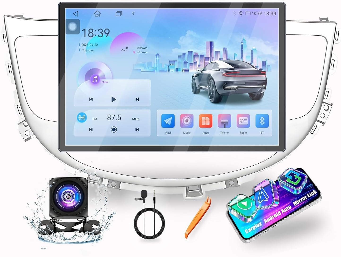 for Hyundai Genesis 2009-2014 CarPlay Android Auto Navigation Stereo GPS Radio Reverse Camera Display 13.1" QLED Touchscreen Headunit Tablet Media Player, if Applicable Octa Core 6G+128G