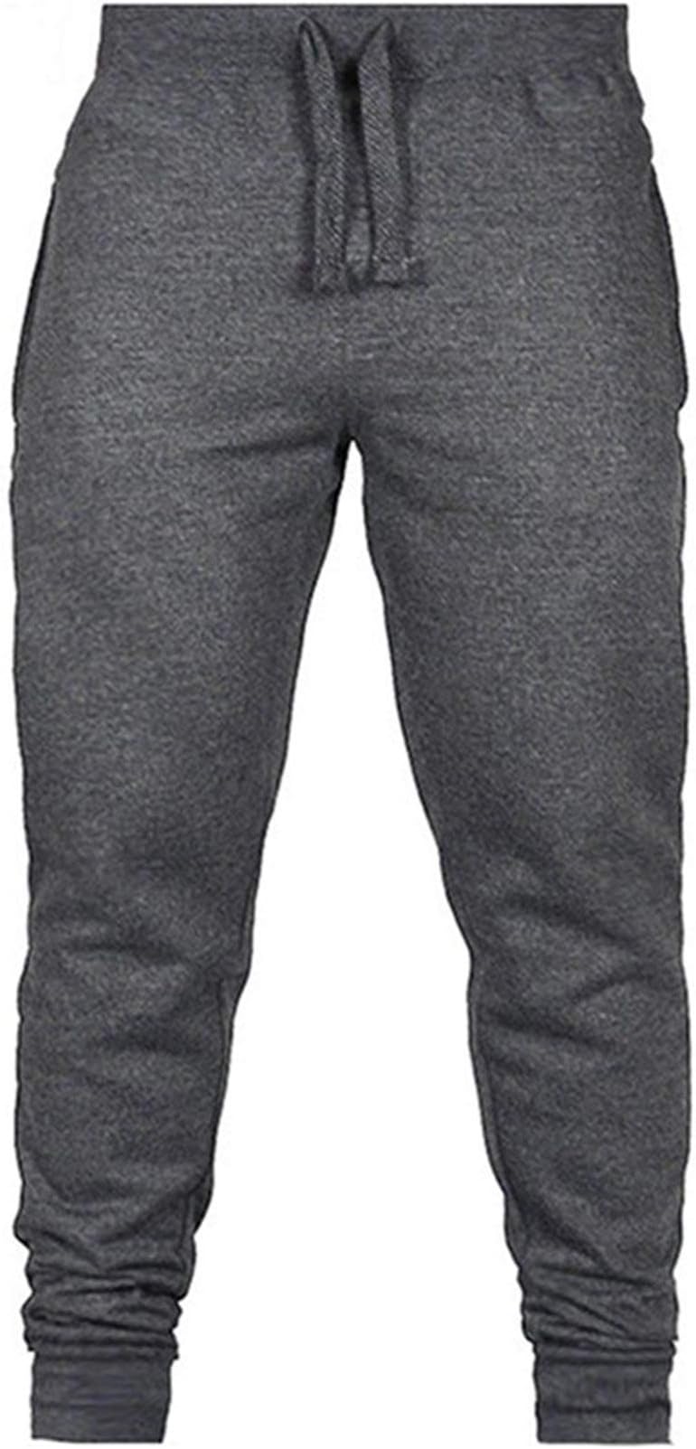 Men's Slim Sweatpants with Pockets Casual Jogger Pants Drawstring Gym Workout Athletic Training Cotton Trousers