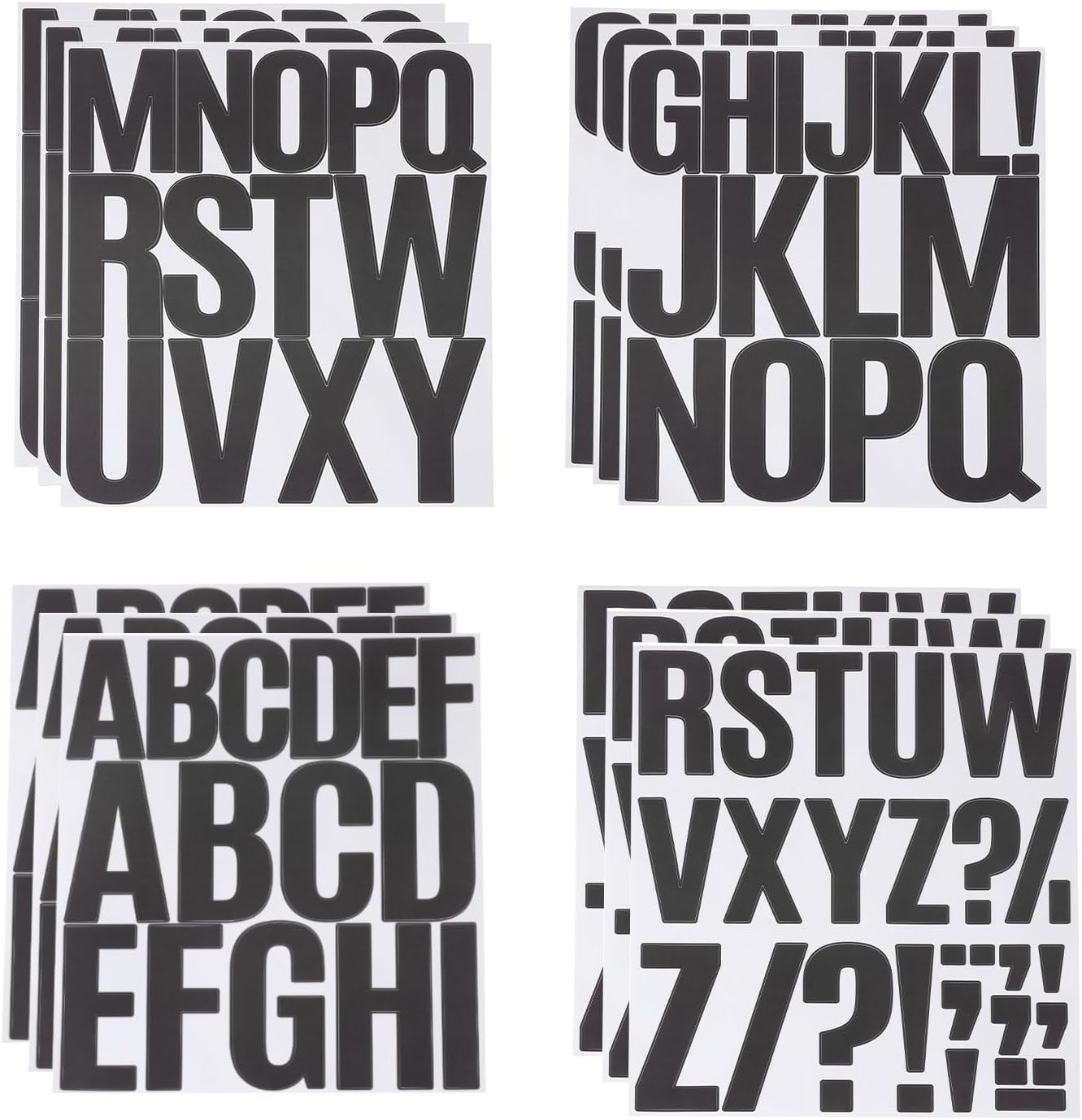 MECCANIXITY 210 Pieces Vinyl Letter Stickers, 12 Sheets 4 Inch Black Self-Adhesive Cute Alphabet Stickers for DIY Craft Art Making, Gift Cards, Notebook Decals