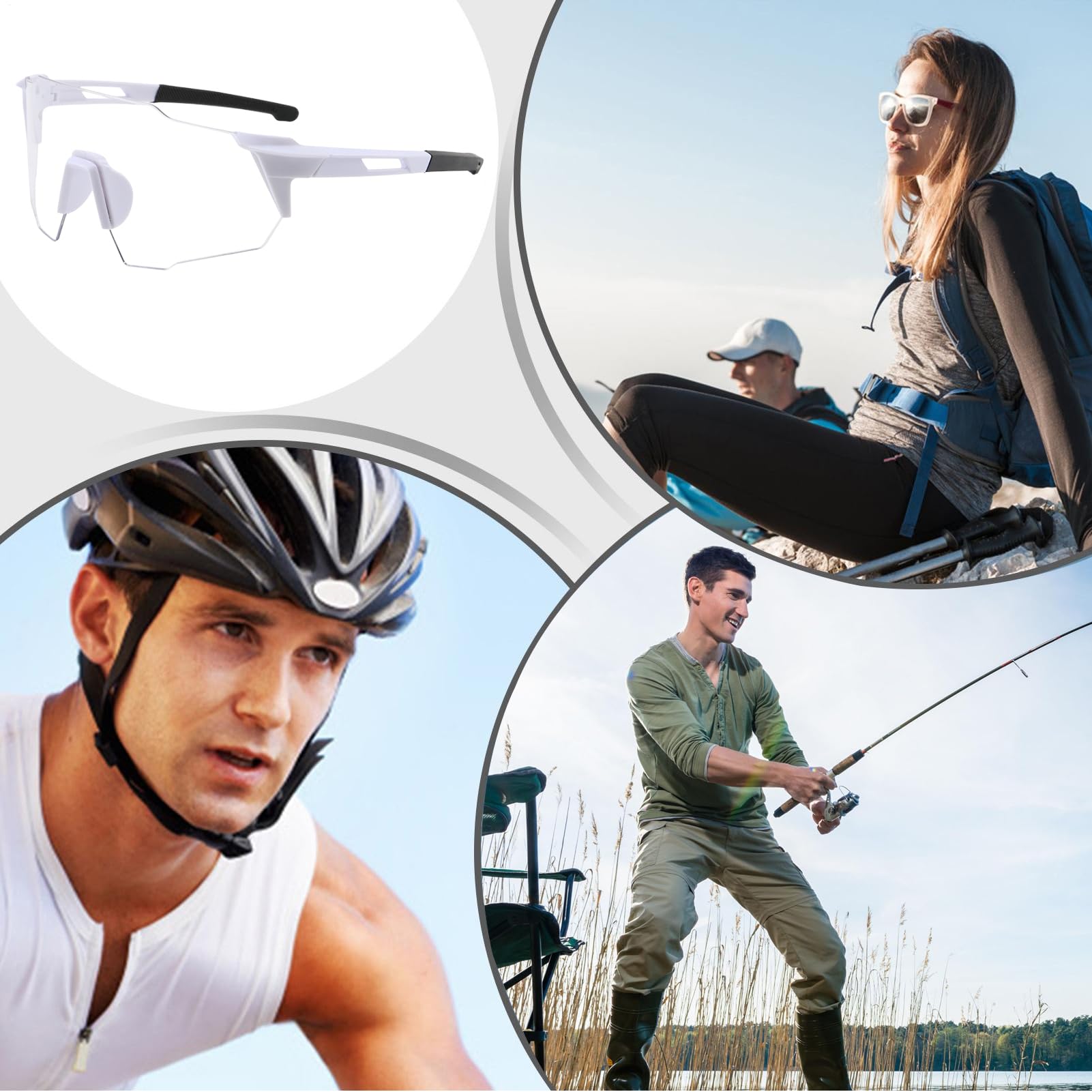 Fahrradbrille, photochrome, polarisierte Sport-Sonnenbrille, Sicherheitsbrille, klare Fahrbrille, UV400-Schutz, Sportbrille zum Laufen, Angeln und Baseball