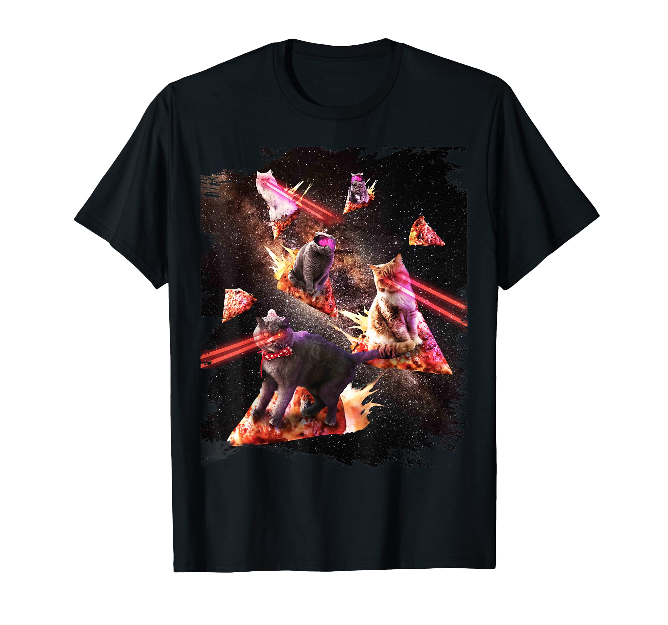 Galaxy Laser Cat - Laser Eyes Space Pizza Cat T-Shirt