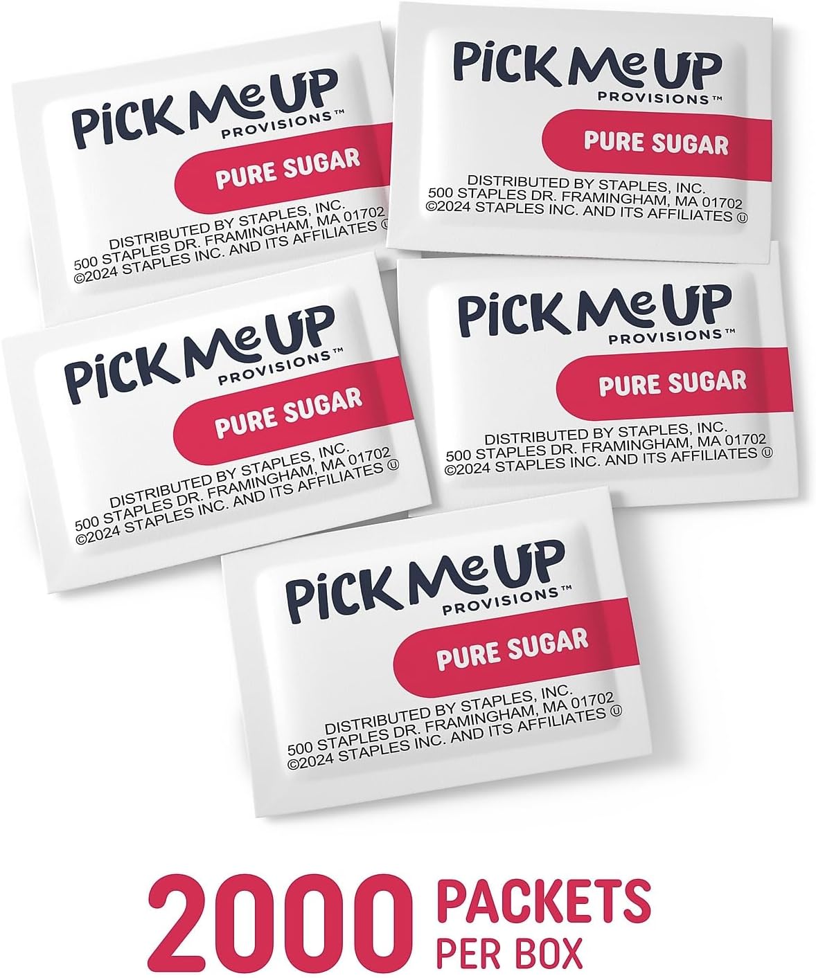 Pick Me Up Provisions White Granulated Sugar 2000 Count Pure Cane Sugar Individual Packets Coffee & Beverage Sweetener Breakroom Office