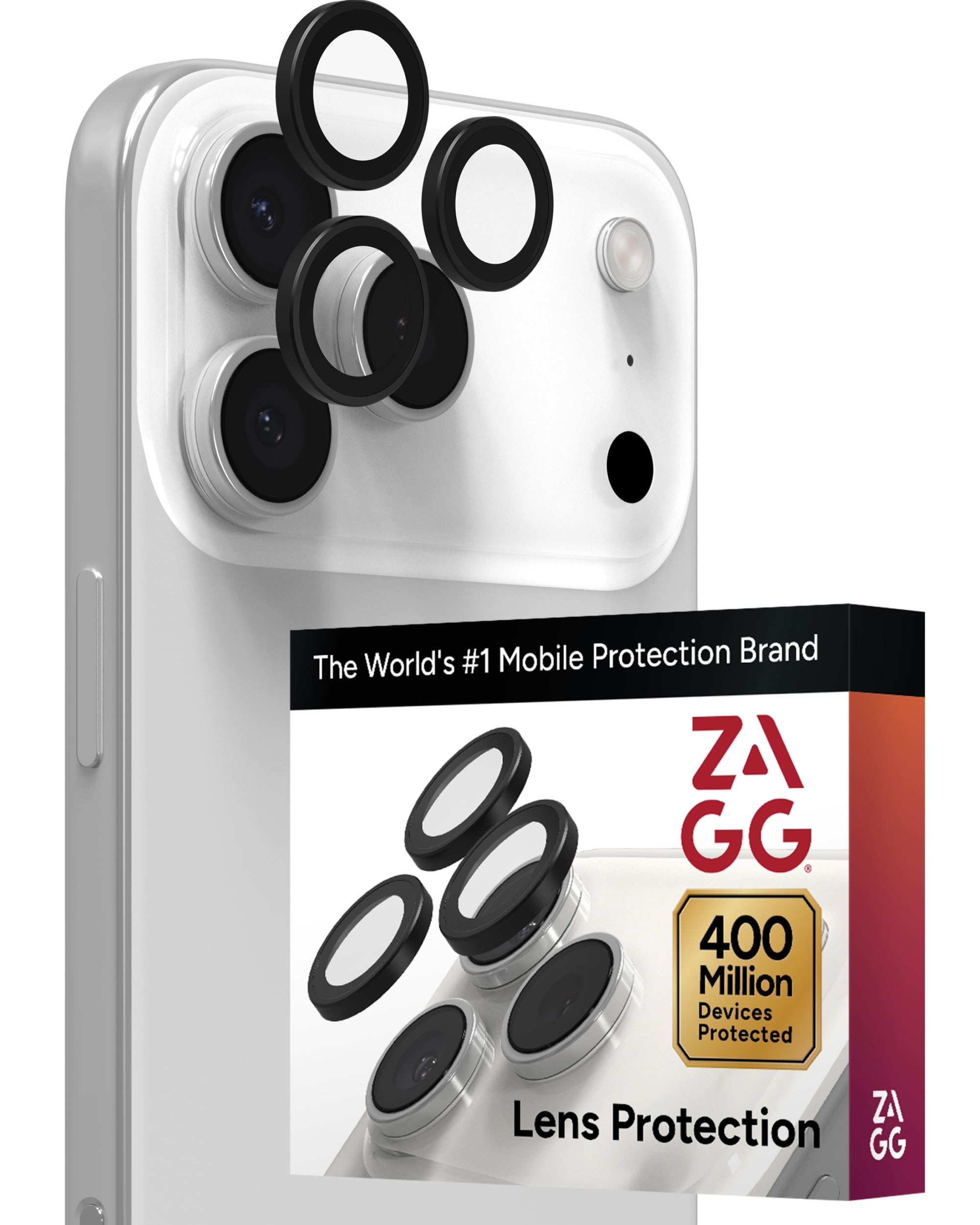 ZAGG IS-GLEL AR E CameraRings-Apple-Basin/Zion/16PPM/15PPM-Black Phone Camera Lens Protector