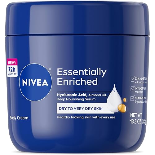 NIVEA Essentially Enriched Body Cream with Hyaluronic Acid, 13.5 Oz
