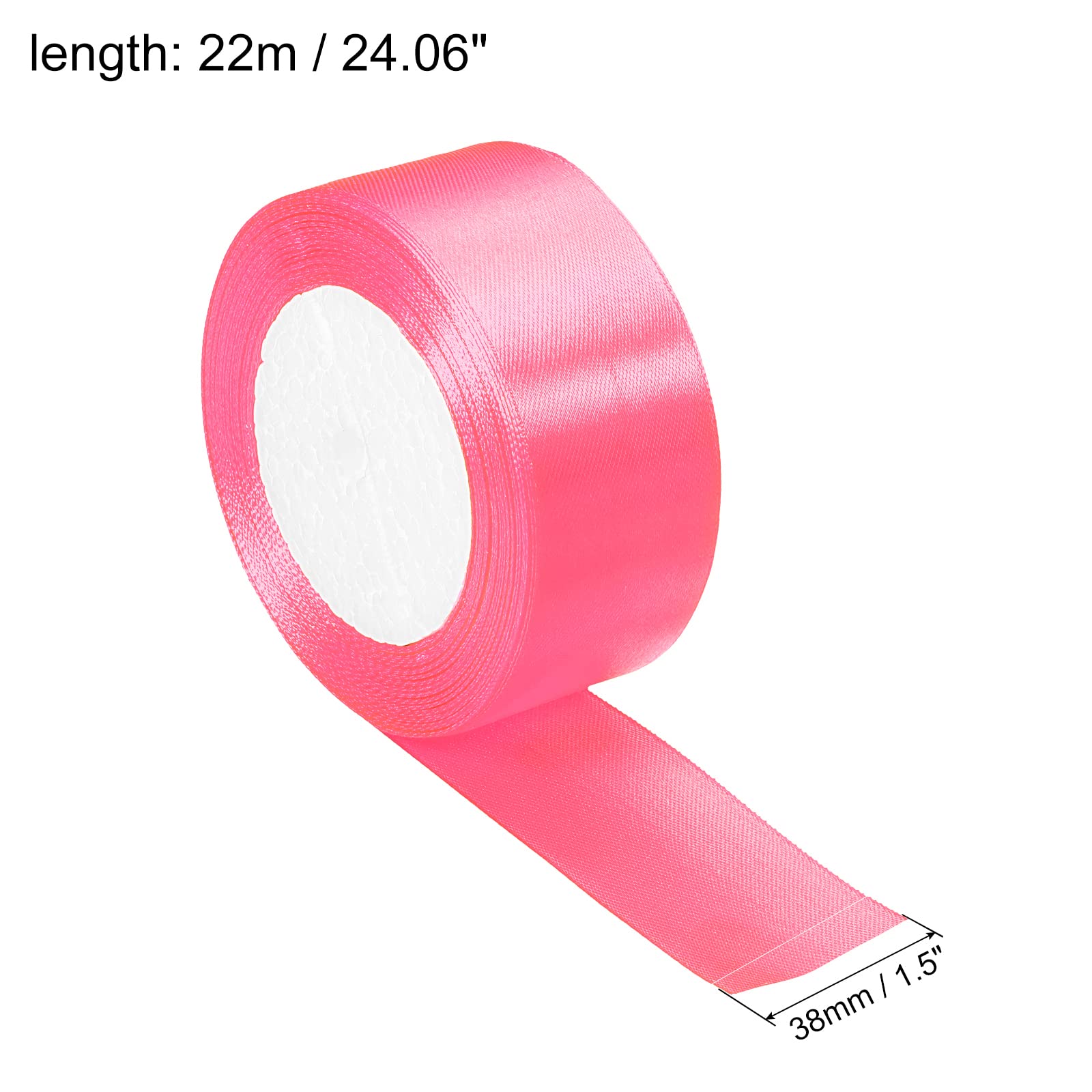 PATIKIL 1.5 Inch Wide 24 Yards Satin Ribbon, Single Side Solid Crafts Roll for Party Home DIY Wrapping Decoration Peach Pink - Image 2