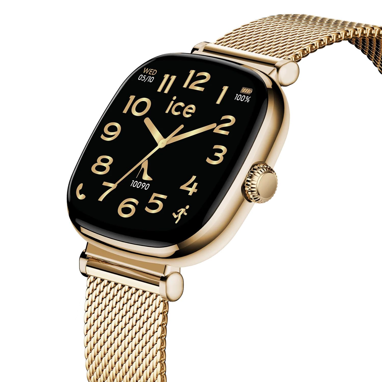 Ice-Watch – ICE smart 2.0 Gold Milanese – kwadratowy zegarek smartwatch dla kobiet w kolorze złotym z bransoletką ze stali nierdzewnej – 025234 (1,70 cala)