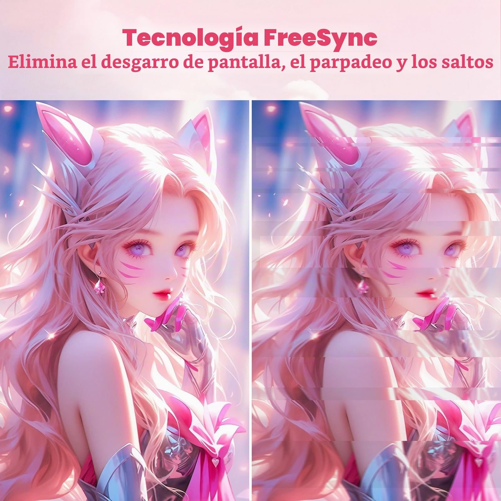 FYHXele Monitor Curvado, 27 Pulgadas, Velocidad 165 Hz, 1800R,VA 3000:1, 1ms, Tecnología AMD FreeSync,Inclinación Ajustable(1920x1080, 300cd/m² VESA, DP,USB, HDMI) Rosa