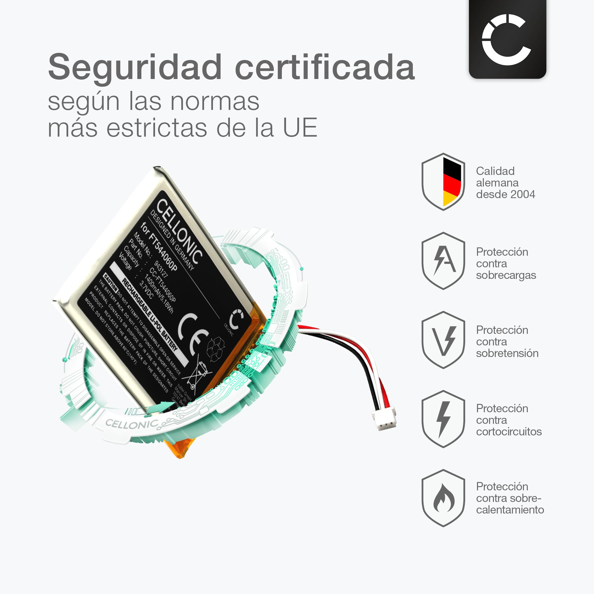 CELLONIC, Batería para Vigilabebes Compatible con Babymoov Yoo-Moov, Yoo-Travel, Yoo-Feel (1400mAh)