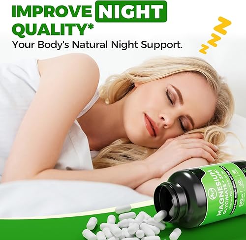 Miniatura 5 de Cápsulas de glicinato de magnesio, suplemento de glicinato de magnesio con zinc, vitamina D3 y B6 - Promueve nervios, intestinos, función de