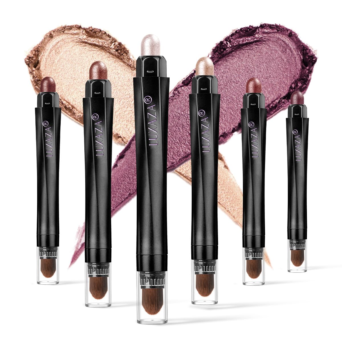 LUXAZA 6-Piece Matte and Shimmer Cream Eyeshadow Pencil Set, Waterproof Long Lasting Highlighter Stick, Champagne Rose P — beauty deal on Shopping With Noya