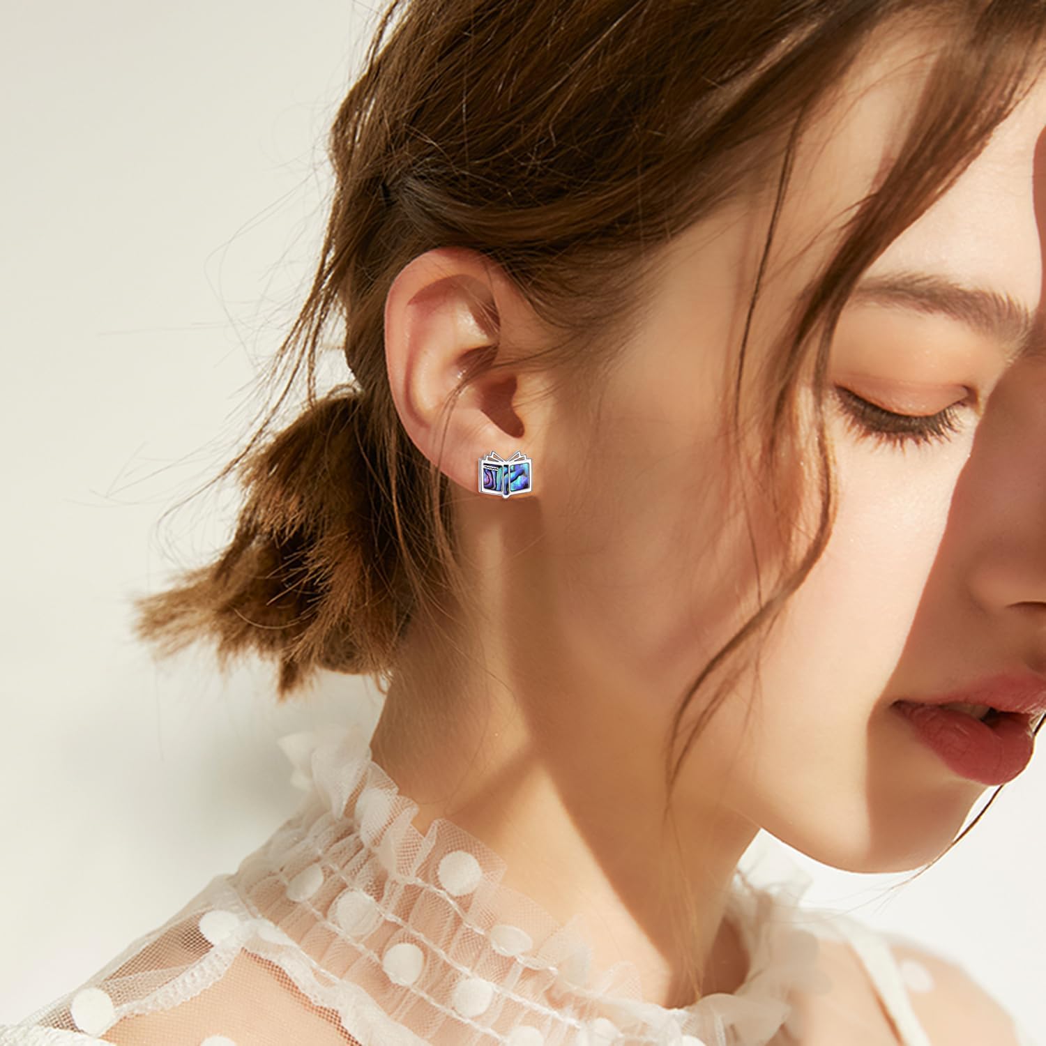 Book Earrings S925 Sterling Silver Abalone/Opal Book Lover Earrings Teacher Earring Jewelry Gifts For Women Female - Image 6