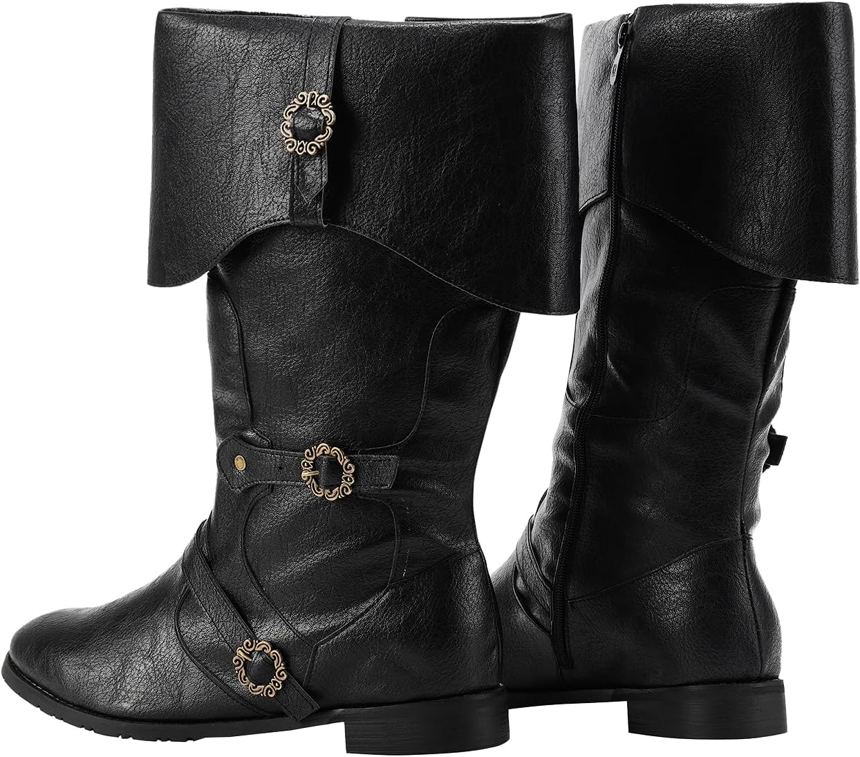 Medieval Male and Female Renaissance Pull On Boots Mid Calf Gothic Boots Halloween Cosplay Cuff Shoes