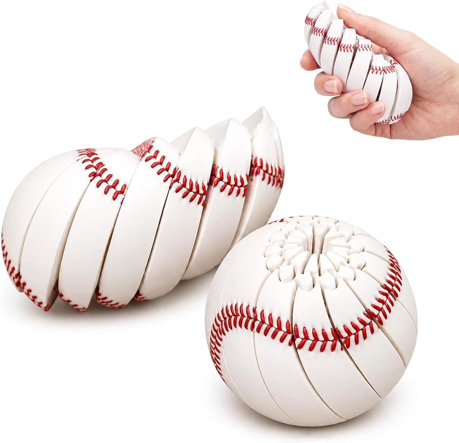 Baseball Fidget Ball Toy, 3D Printed Twist and Turn Stress Relief Desk Fidget, Portable Relieve Anxiety Fidget Ball Sensory Puzzle,Handheld Focus Ball for Focus, Applicable to people over 14 years old