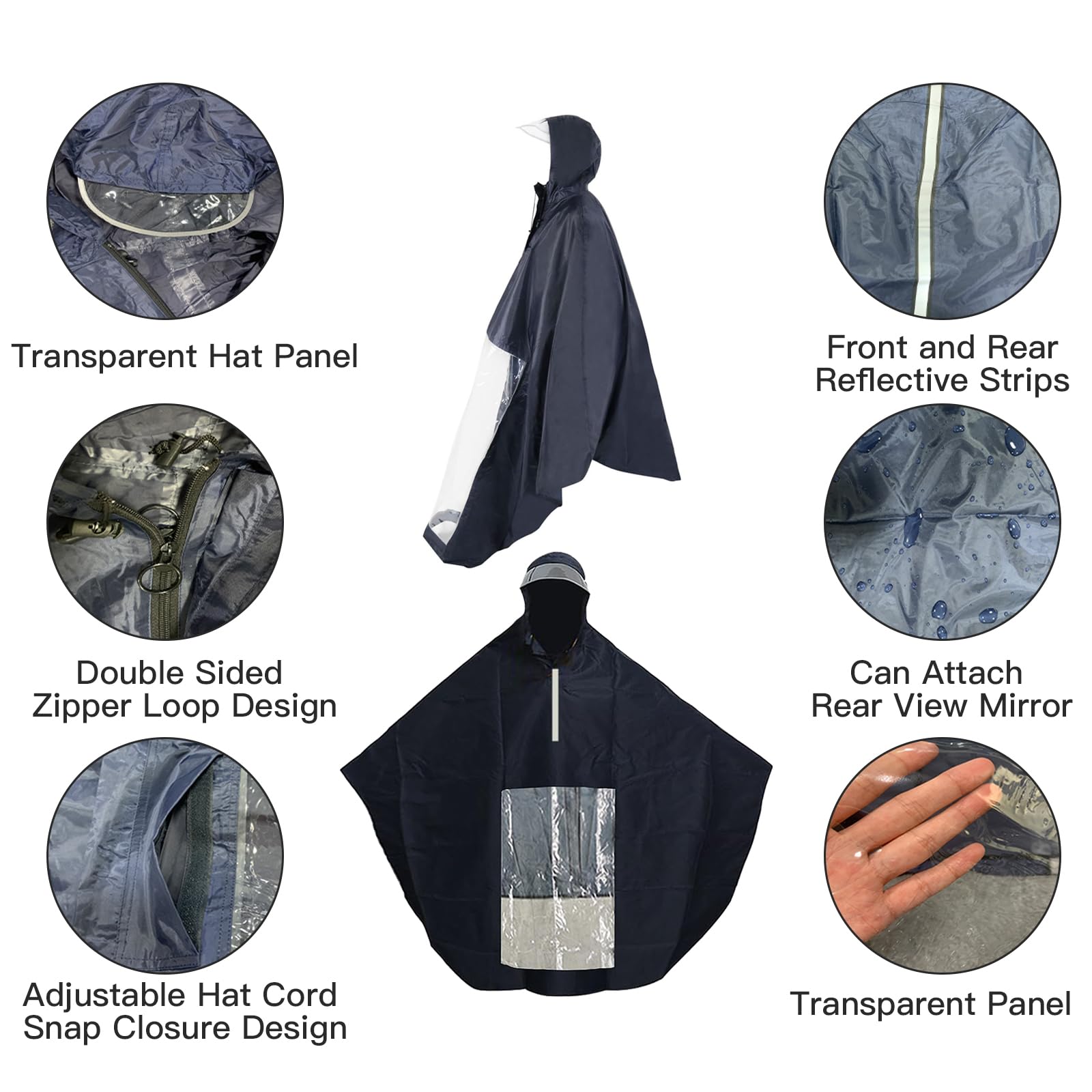 Poncho de pluie universel avec capuche et panneau transparent pour protection contre la pluie - Poncho de pluie pour camping-car, fauteuil roulant, imperméable et coupe-vent