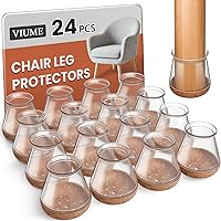 Vista 17 de 24 piezas de protectores para patas de silla para suelos de madera dura, cubiertas de silicona, almohadillas de fieltro, tapas para patas