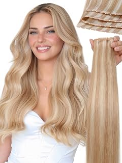 LADY MIRANDA Double Weft Invisible Hair Extensions Real Human Hair Genius Hand Tied Weft Hair Extensions Human Hair 100% Remy 18 Inch 100g Seamless Genius Twin Tab Remy Human Hair (18/60)