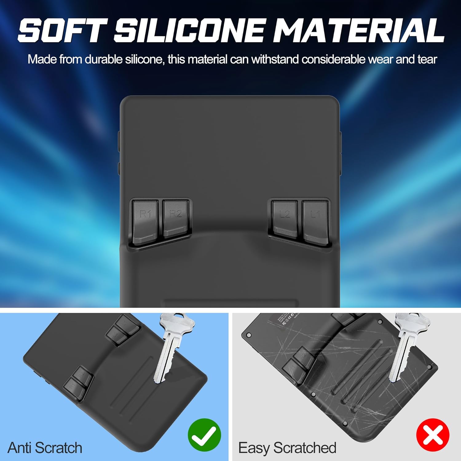 Silicone Case Compatible with Anbernic RG40XX V Handheld Game Console, Anti-Scratch, Washable, Shockproof Silicone Protective Cover for RG40XX V with Lanyard - Black - Image 5