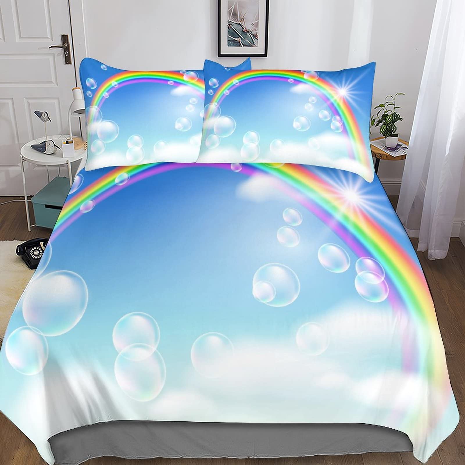 Housse de couette galaxie zippée anti-plis pour lit double 200x200