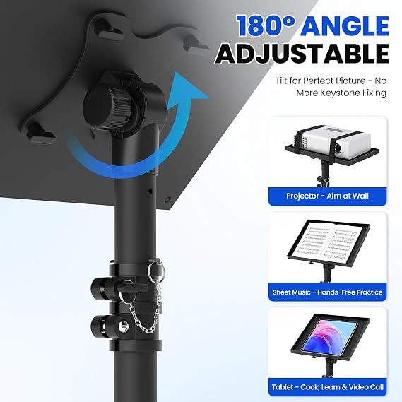 Projektör Standı Tripod, Dizüstü Bilgisayar Tripod Standı, 23,5 ila 161,3 cm arasında ayarlanabilir yükseklik, deveboynu telefon tutucu, ofis, ev, sahne, stüdyo için dizüstü bilgisayar zemin