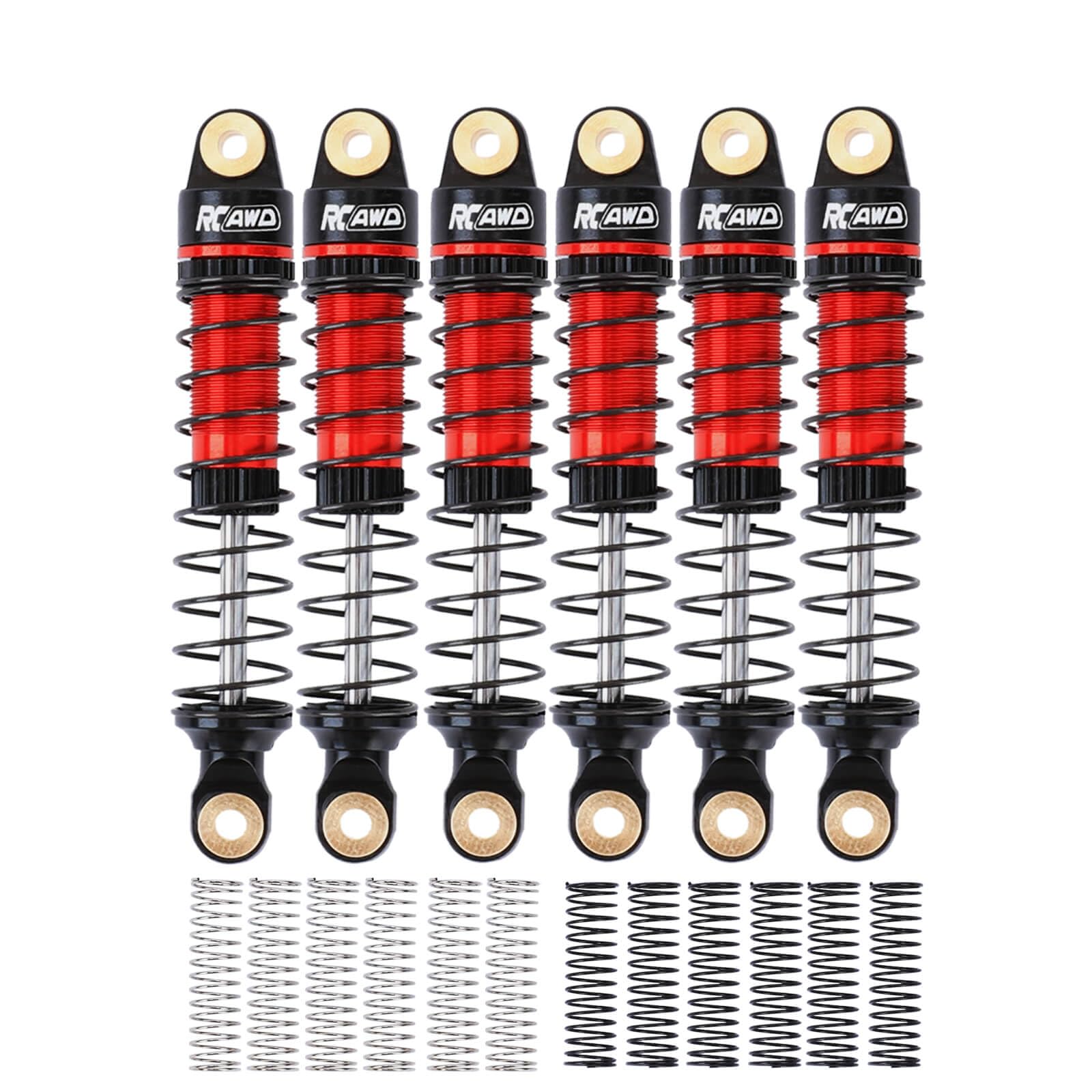 RCAWD Arktos Oil Shocks Kit 50 mm with 3 Types Extra Springs for HOBBY PLUS HB 1/18 CR-18P 6X6 RC Shock Absorbers Damper Front Rear Upgrade Red&Black