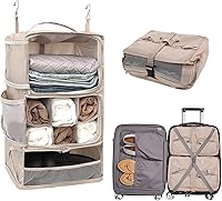 Vista 1 de TABITORA Estantes colgantes portátiles de viaje, organizador de armario, organizador de equipaje y almacenamiento con compartimento invisible