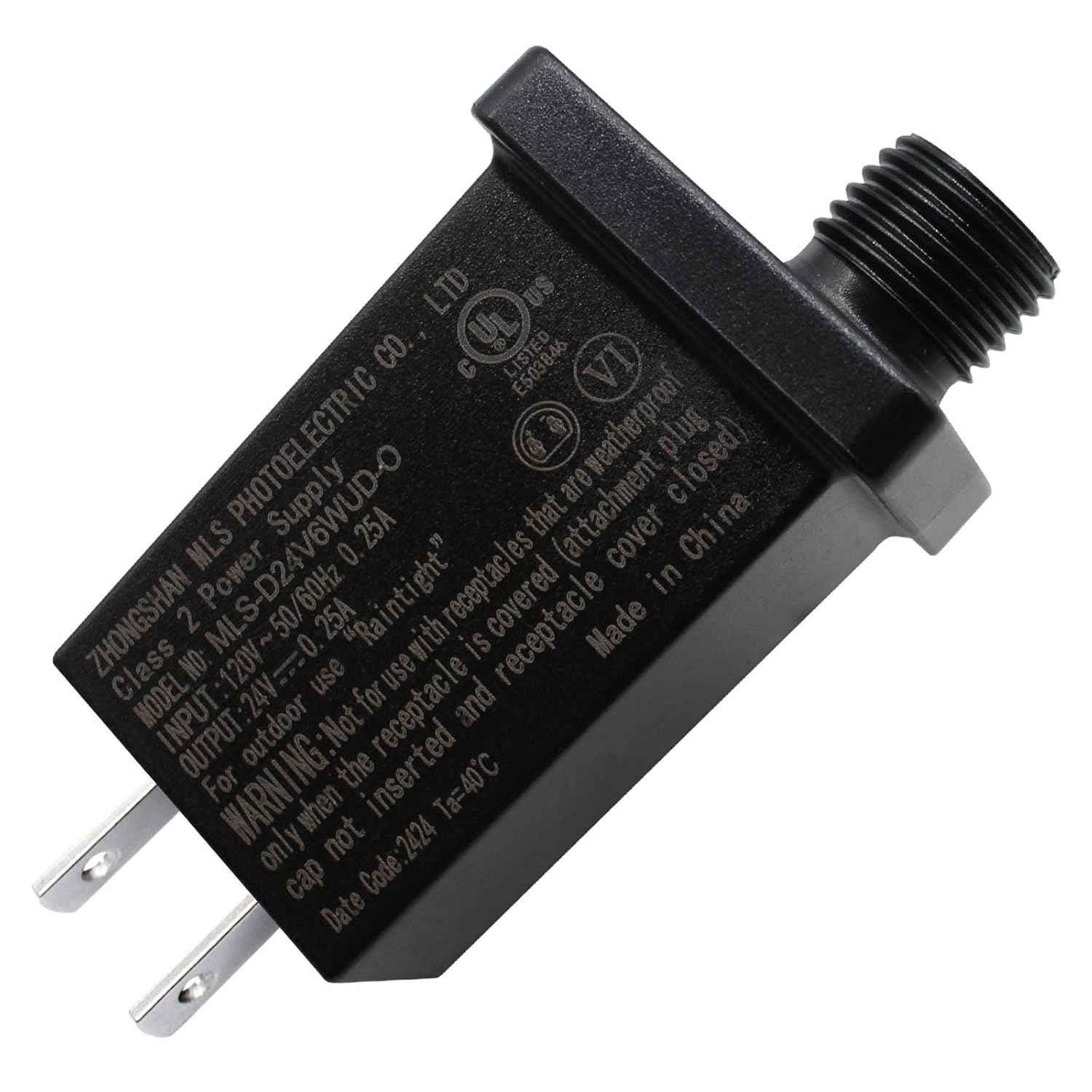 24V LED Transformer Class 2 LED Power Supply, Waterproof IP44 Low Voltage Seasonal Use LED Driver US Plug for String Light, Projector Light, Lawn Lamp