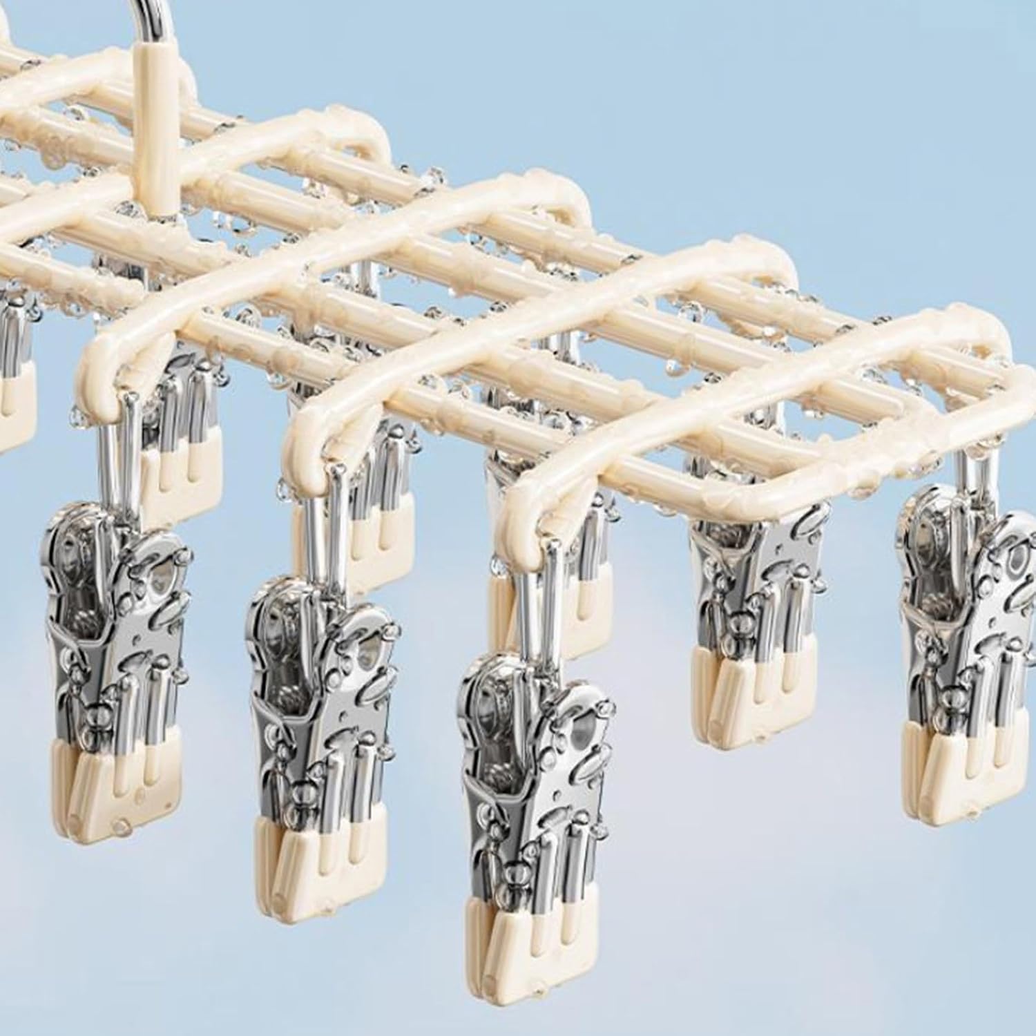 20 Clip Laundry Drying Hanger with Coated Clips, Blue