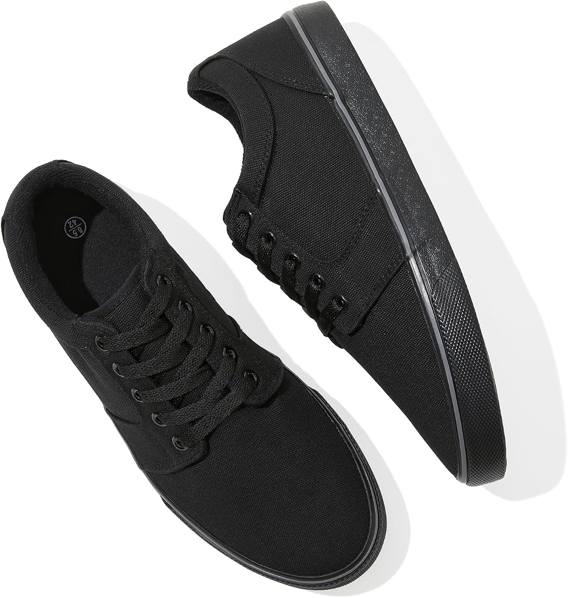 Men's White Casual Tennis Shoes Black Canvas Sneakers