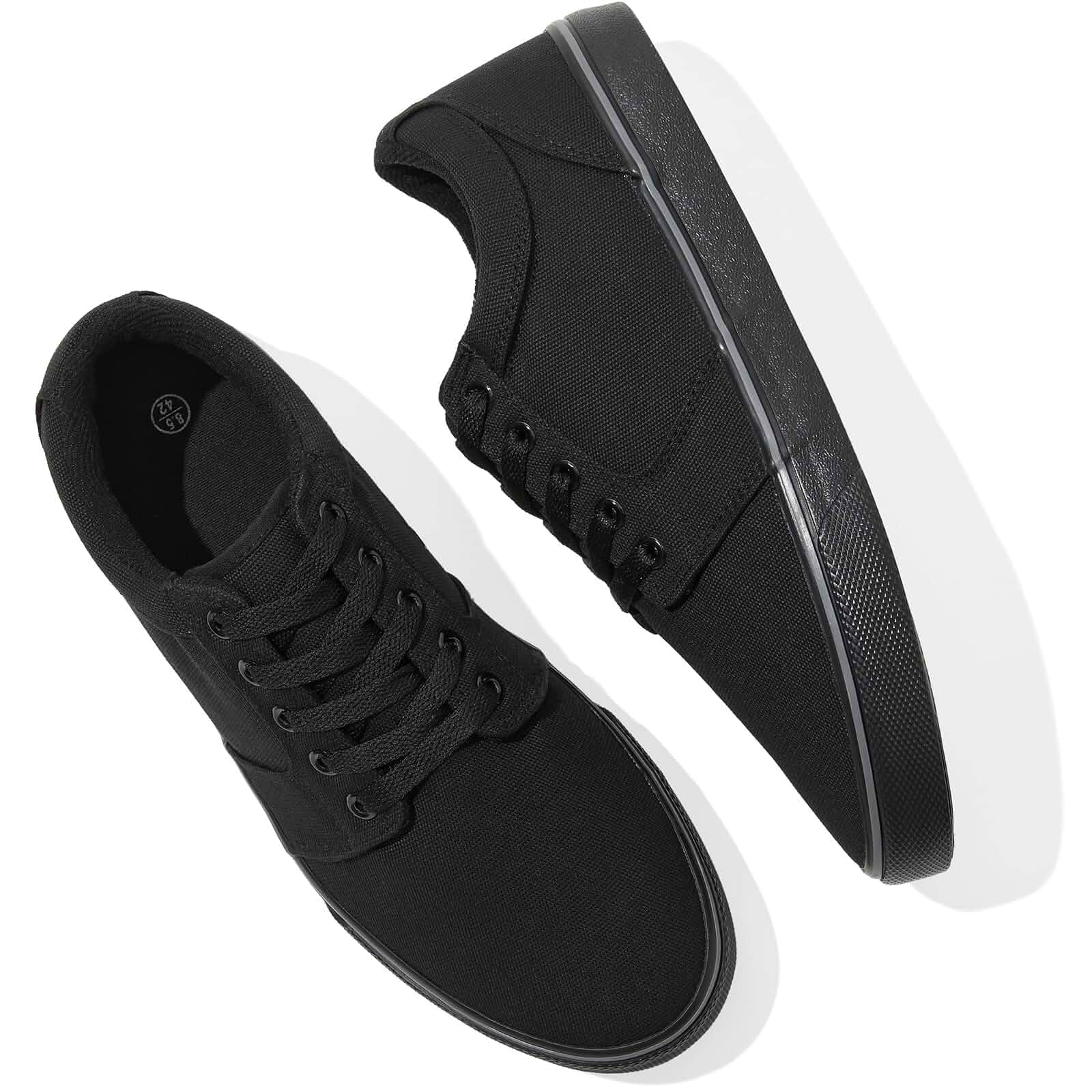 BENPAO Men's White Casual Tennis Shoes Black Canvas Sneakers Low Top Business,Soft Breathable Tennis,Fashion Lace up,Comfortable No Slip Walking