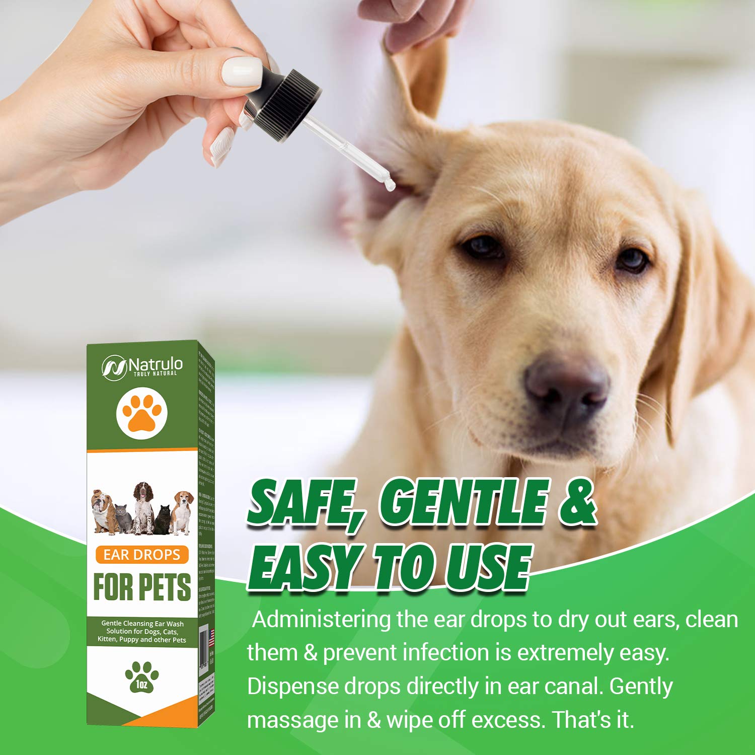 Natural Ear Cleaner for Dogs, Cats, Kitten, Puppy – Gentle Cleansing Ear Wash Solution Mite Infection & Yeast Treatment for Pets – Drying, Healing Medicinal Ear Cleaning Drops Made in USA - image 5