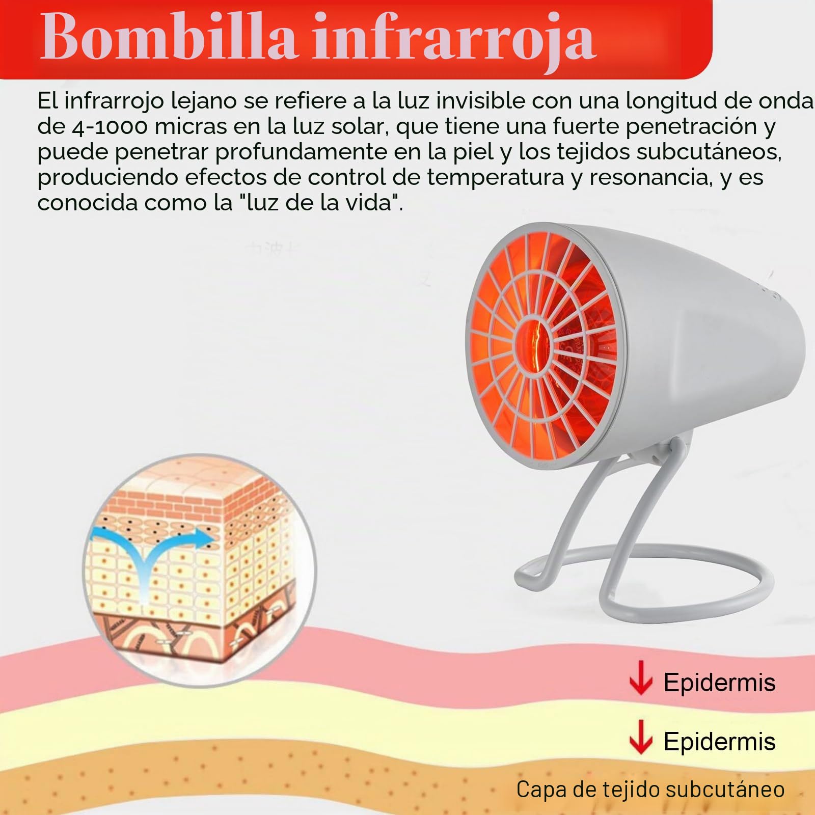 PORFOYO Lámpara infrarroja, lámpara de luz roja de 150 W, lámpara de calor infrarroja, lámpara de calor con temporizador y temperatura ajustable, ángulo ajustable, lámpara de luz infrarroja para el