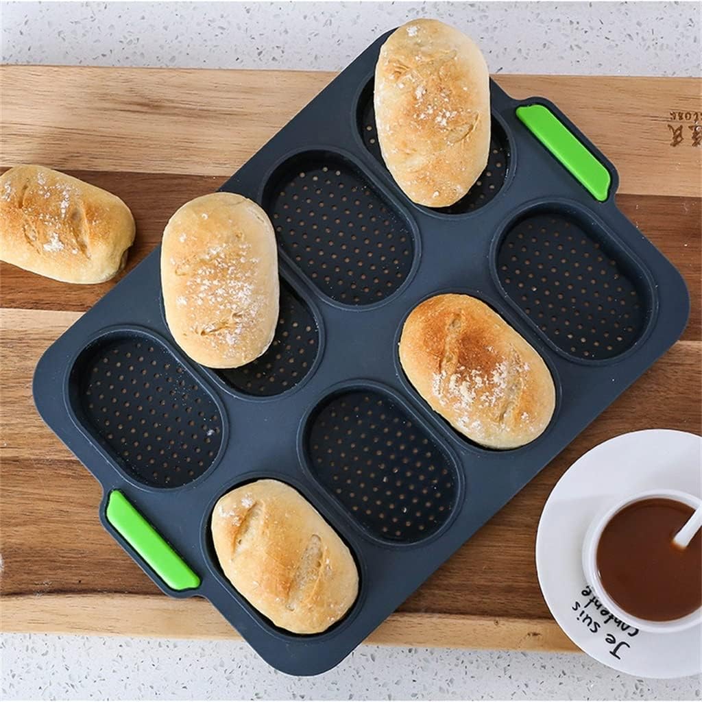 Baking Mold Ventilation Soft Ellipse Bread Model French Baguette Mold for Birthday Cake Decorating DIY Baking, Max Temperature 240℃(464F) (Color : Green)