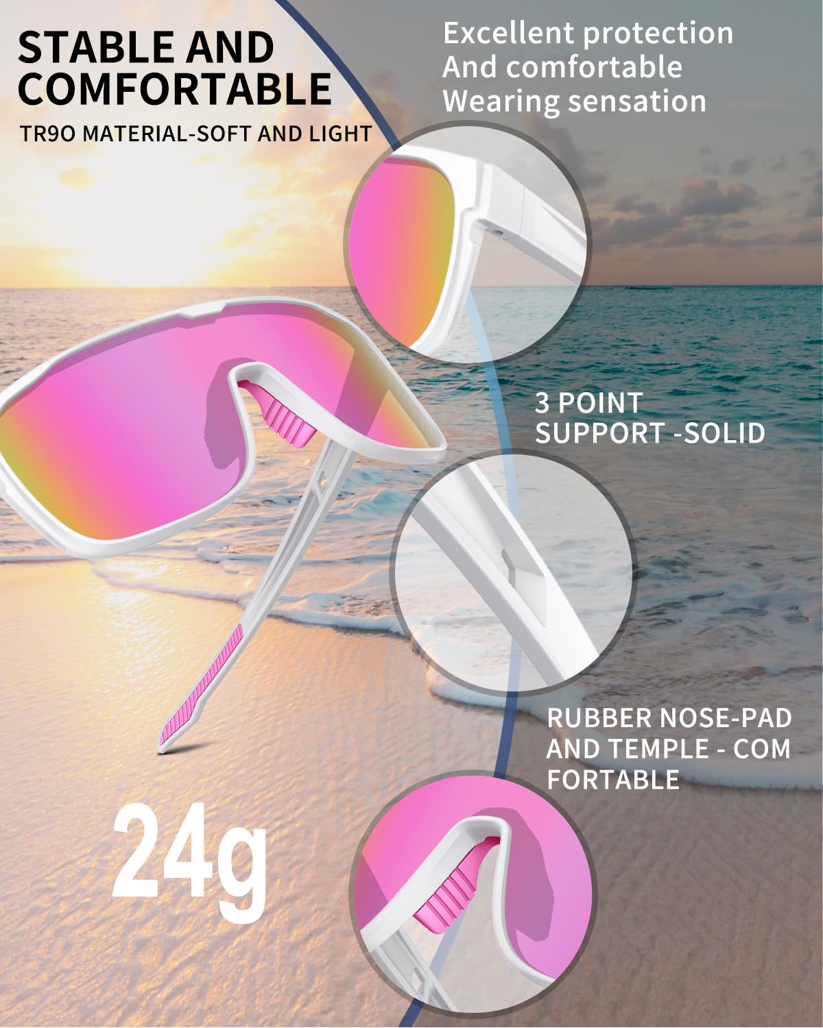 Gafas de sol deportivas polarizadas para hombres y mujeres, jóvenes, béisbol, correr, ciclismo, conducción, pesca, tenis, golf, motor TAC UV400 TR90