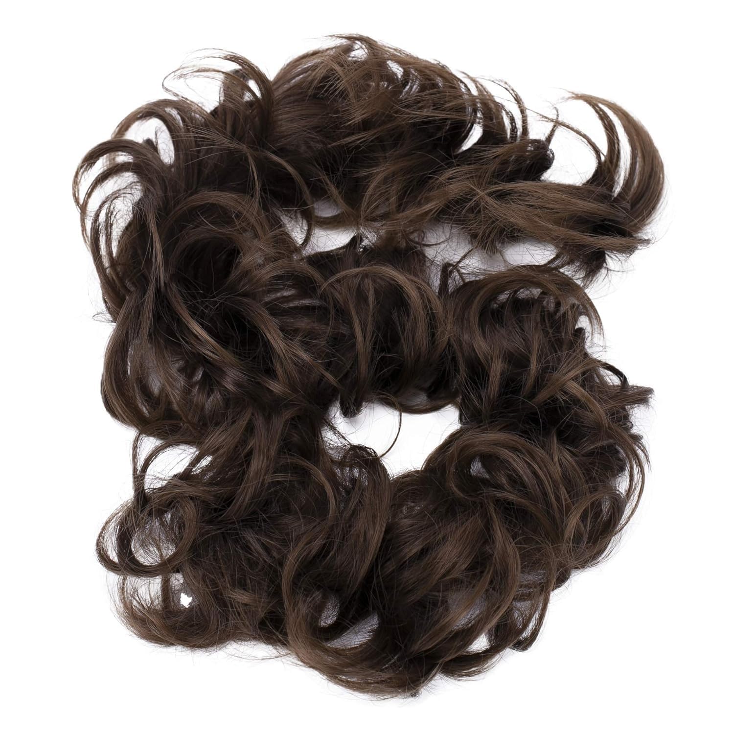 Chaam Curly Messy Hair Bun Extension - Heat-Resistant Synthetic Hairpiece with Elastic Band, Lightweight Scrunchie Wrap for Quick and Easy Updo Styling for Women and Girls (Brown)-image-29