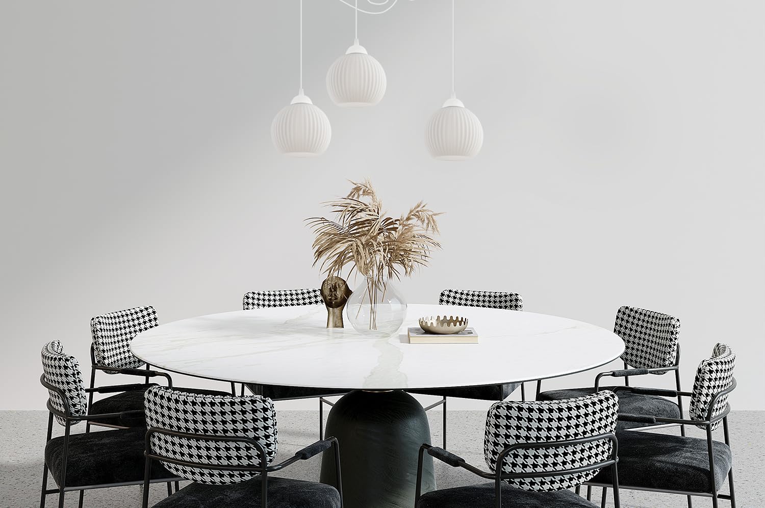 Light Home Riffle Araignée Lustre Suspendu - Lampe Plafond Moderne pour Chambre Salon et Cuisine Style Loft - Métal et Verre - E27 avec 3 Lumières - Abat-Boule - Blanc