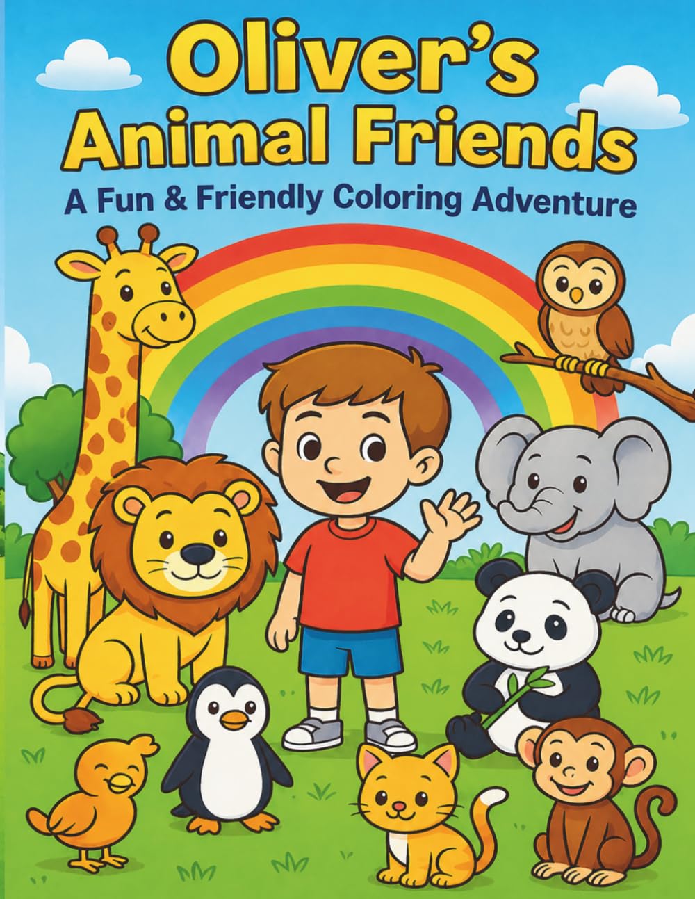 Oliver’s Animal Friends: Easy Animal Coloring Book for Kids Ages 3-6 with 30+ Fun Pages for Toddlers and Preschoolers