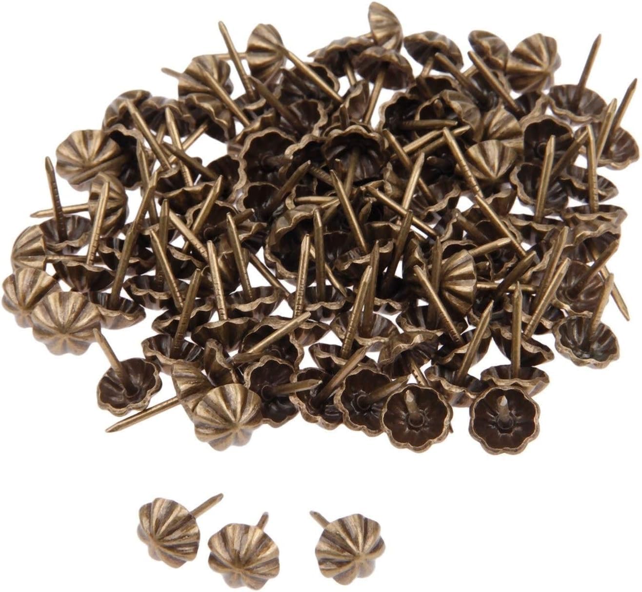 Gwoździe tapicerskie, 100 sztuk 11 * 17mm antyczny brąz gwoździe tapicerskie żelazne metalowe pudełko z biżuterią dekoracyjne pinezki tapicerskie Stud do mebli