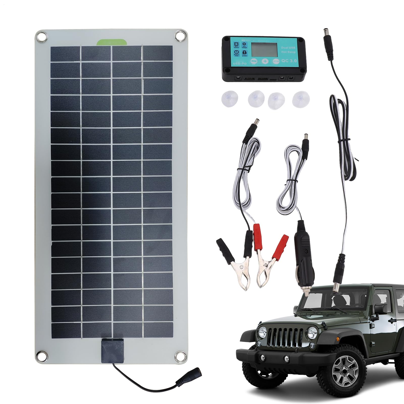 Caricabatterie per auto a energia solare, 30 W, 12 V, con pannello Plug and Play, riutilizzabile, kit di ricarica con e clip a , portatile, per auto e | and Play, riutilizzabile, kit di ricarica con e clip a , portatile, per auto e