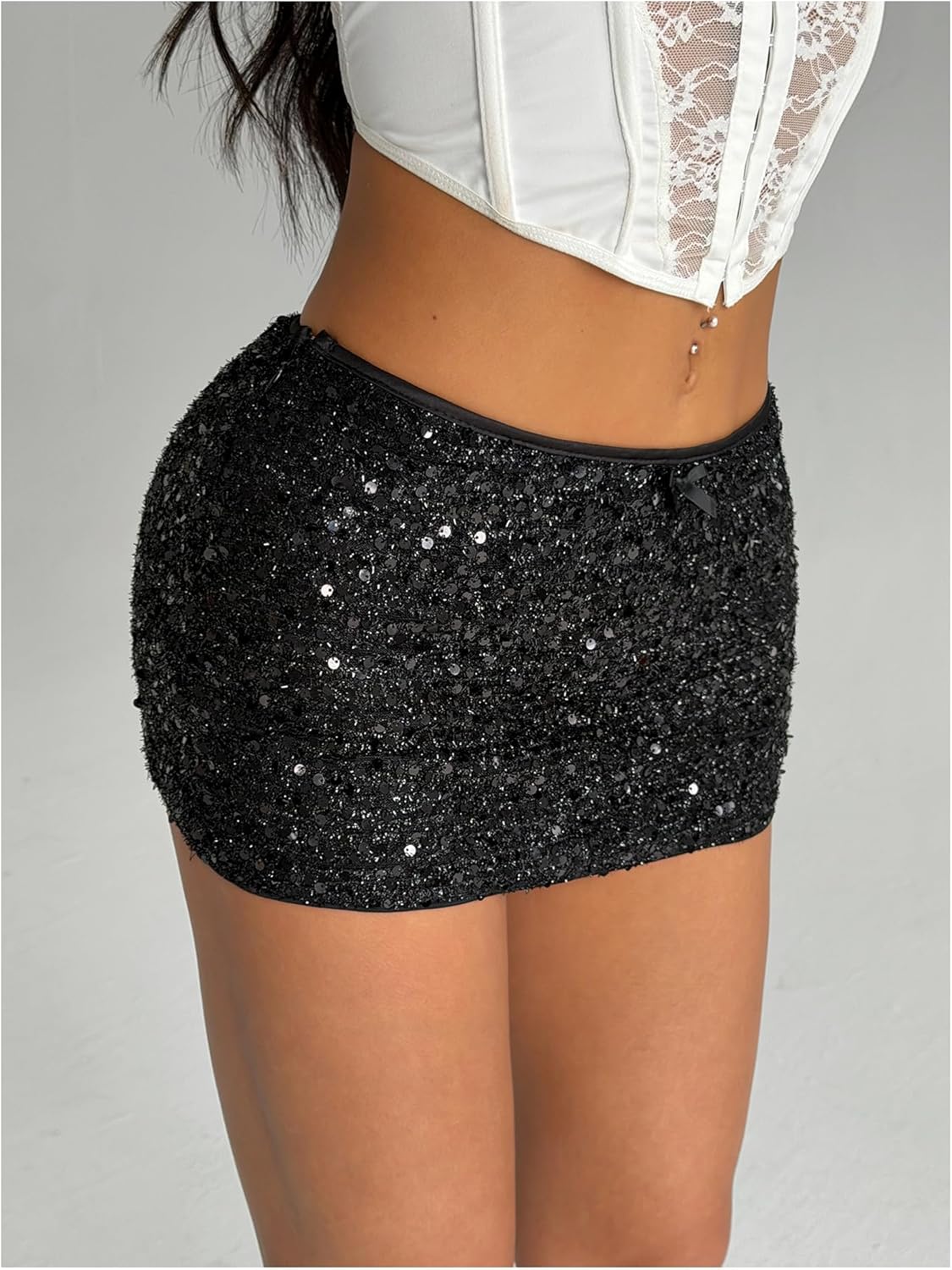 MakeMeChic Women's Sequin Sparkly Shorts Mini Micro Glitter Y2k Party Low Rise Skort - Image 4