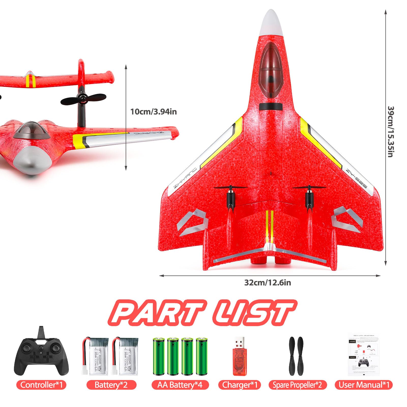 DYODYORC RC Plane 2CH Remote Control Airplane with Gyro Stabilizer