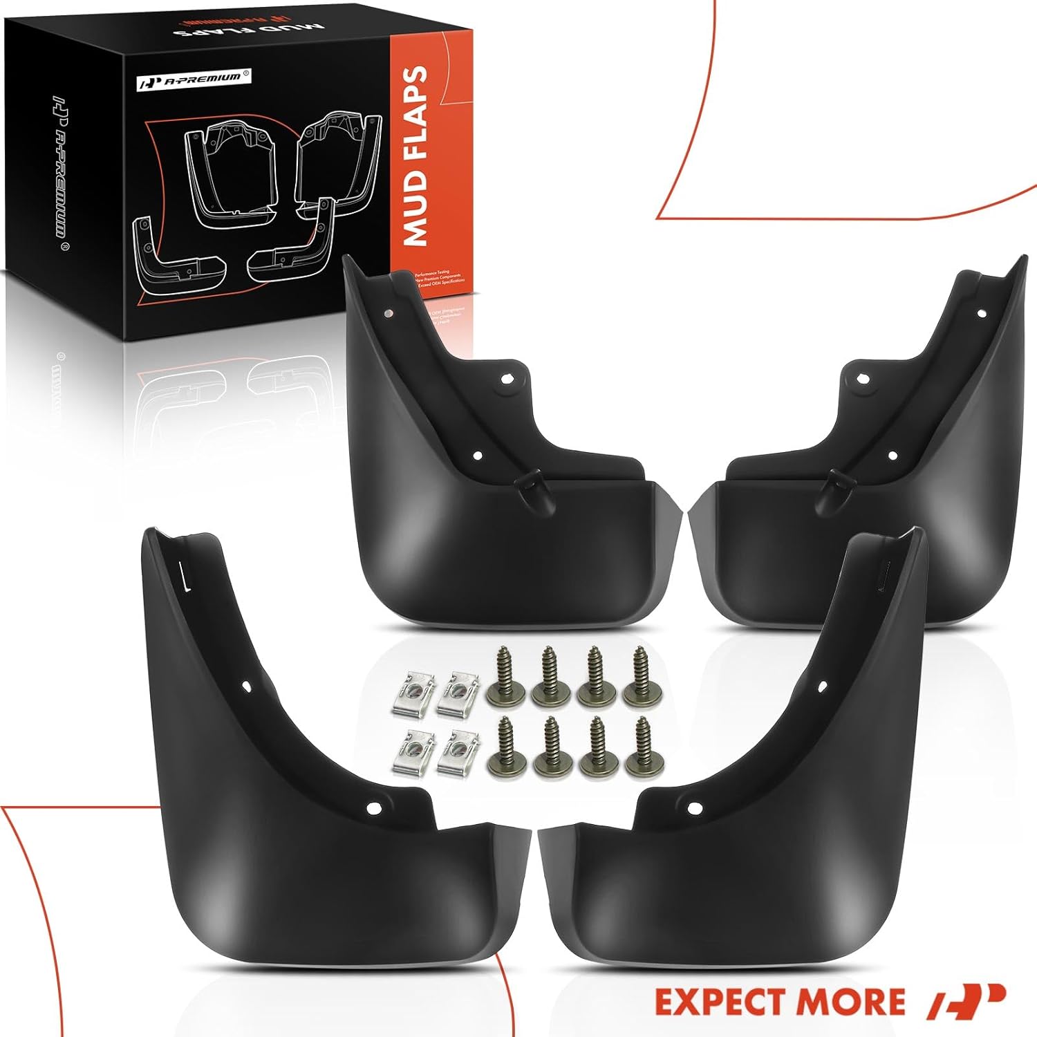 A-Premium Set of 4PCS Mud Flaps Splash Guards Mudguards Mudflaps with Hardware Kits Accessories Compatible with Land Rover Range Rover Evoque 2019-2023, Black, Front and Rear