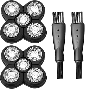 2Pcs Shaver Replacement Blades Head Shaver, Universal 5 Blades Shaver Replacement Heads for Electric Razor Shaver Head, 2 Cleaning Brush